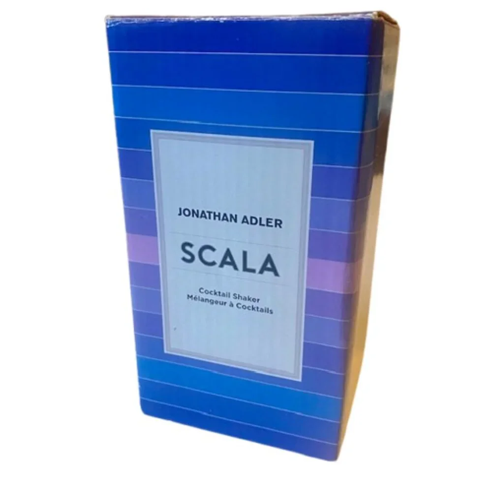 Jonathan Adler Scala Cocktail Shaker Set Blue Purple Stripes New In Box